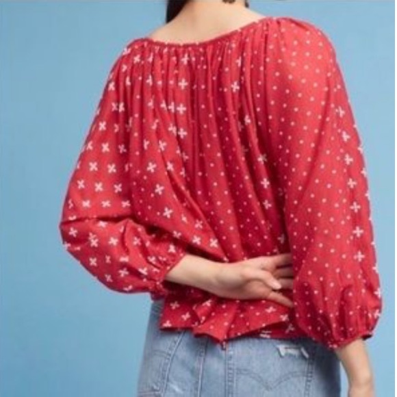 Anthro Kopal Balloon Cotton Peasant Blouse Luna - Picture 2 of 8